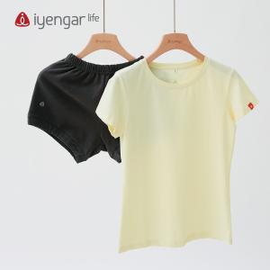 C1141女款习练套装 单件T恤-浅黄