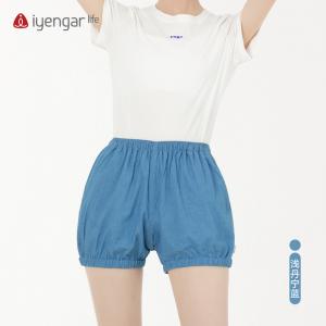 C2092丹宁蓝纯色男女同款牛仔瑜伽短裤