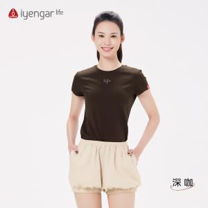 C1192 life刺绣女装瑜伽短袖T恤 吸湿排汗 瑜伽“life”展现 大地色系唤醒根基稳固力量
