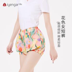 C2113 纯棉四季花色女短裤 灯笼瑜伽短裤