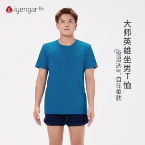 C3052大师英雄坐男装瑜伽T恤 短袖 不易闷汗 组合印花，大师英雄坐体式传递着自由调息