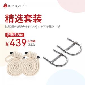 ZH1062墙钩墙绳套装 膨胀U型大墙钩*6+上墙绳*2下墙绳*2