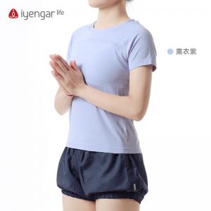 C1205简约习练瑜伽短袖T恤 简约大方弹力舒适精致编织提花