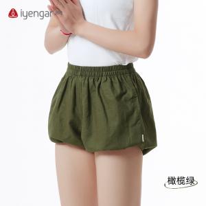 C2121棉麻灯笼瑜伽女短裤(裤腰加宽更显腰身)