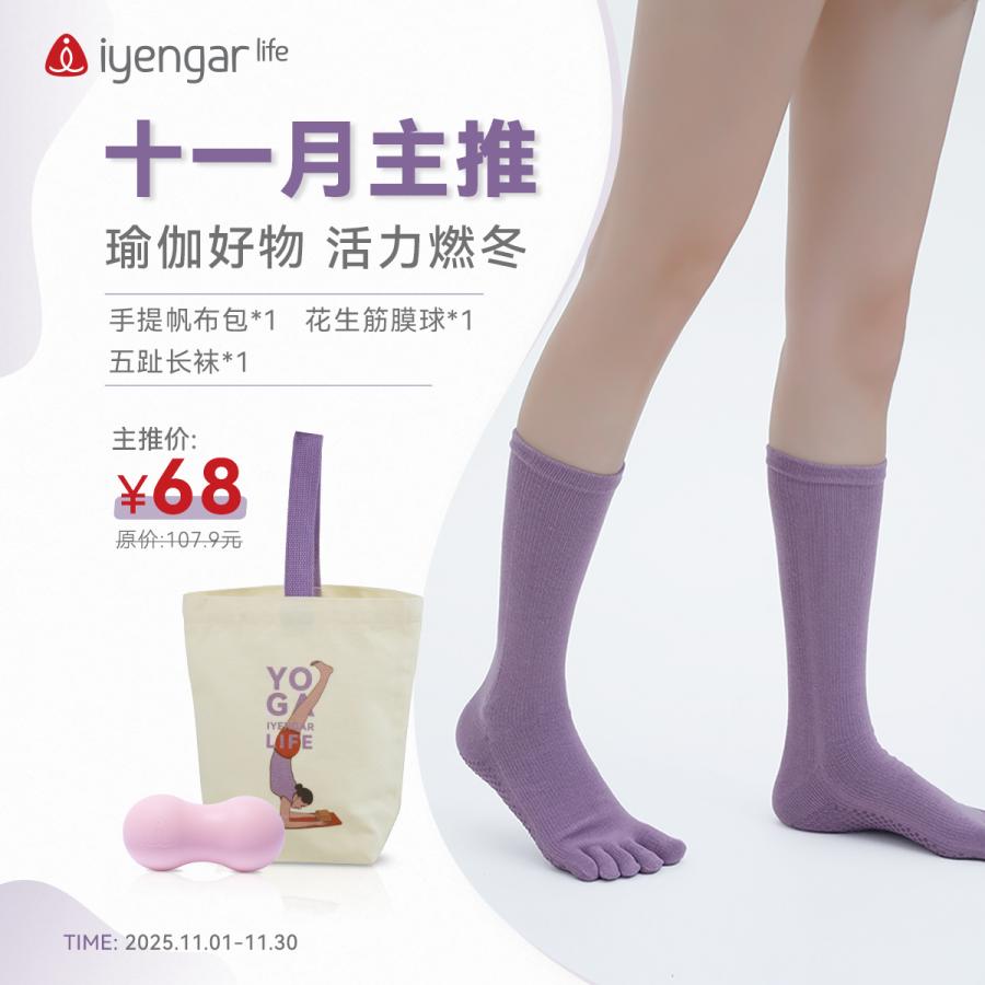 秋冬季瑜伽习练套餐（手提帆布包*1 筋膜花生球*1 防滑瑜伽袜子1双）