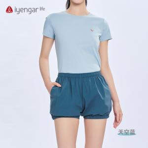 C2126瑜伽男女同款纯色短裤 灯笼裤 有口袋 轻薄 速干