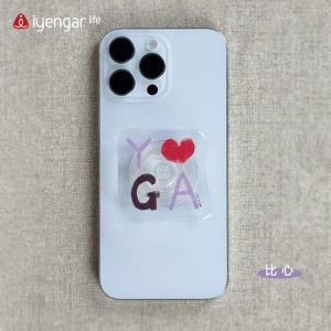 F1115 手机伸缩支架扣支架瑜伽创意卡通瑜伽元素支撑架隐形折叠推拉桌面追剧懒人神器通用粘贴式手机壳后背贴