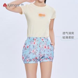 C2128 瑜伽女款苎麻短裤清新雅致 轻薄透气速干有口袋灯笼裤