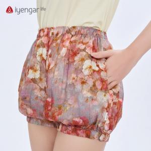 C2128 瑜伽女款苎麻短裤清新雅致 轻薄透气速干有口袋灯笼裤