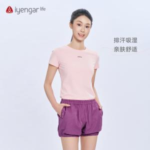 C1217悦性女装T恤短袖 原创手绘设计一笔勾勒后弯体式 柔软亲肤排汗