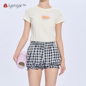 C2129灯笼女短裤 瑜伽 蓬松花苞裤版型 修饰臀型显腿长 高腰收褶设计