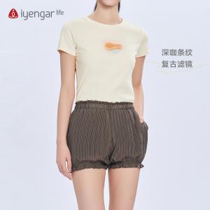 C2131灯笼女短裤 瑜伽 蓬松花苞裤版型 修饰臀型显腿长 高腰收褶设计