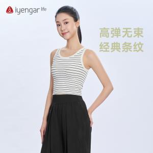 C1231瑜伽带胸垫背心  无袖T恤 高弹无束经典条纹简约百搭